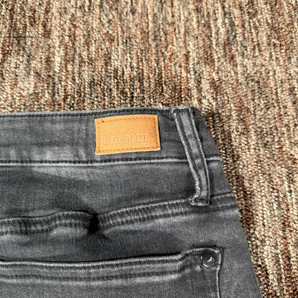 Judy Blue Super Flare Jeans Black Wash Distressed Hem Bell Bottom 15/32 - Picture 5 of 9